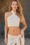 Flat White Halter Shell Cropped Cami Top