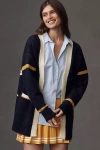 Flat White Game Day Cardigan Sweater In Black