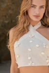 Flat White Halter Shell Cropped Cami Top
