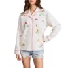 Flat White Joshua Embroidered Lightweight Jacket In White In Multi