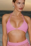 Flat White Knit Triangle Top In Pink