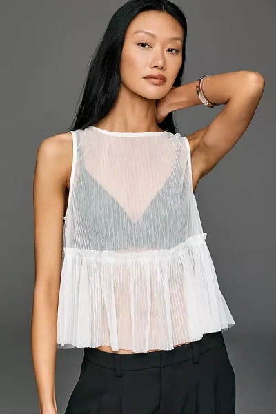 Flat White Leftie Sheer Swing Top In White