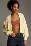 Flat White Livvy Waffle Knit Cardigan Sweater In Yellow