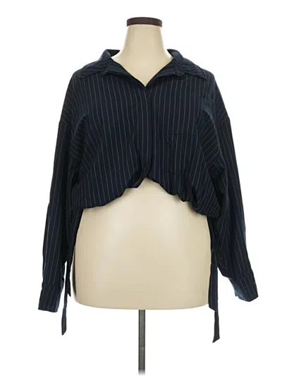 Pre-owned Flat White Long Sleeve Blouse In Black