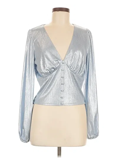 Pre-owned Flat White Long Sleeve Blouse In Silver