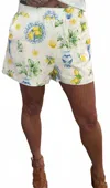Flat White Lucy Lemon High Rise Shorts In Yellow In White