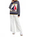 Flat White Nautical Stripe Sweater In Navy Multi In Multi