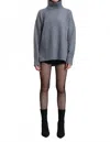 Flat White Oversized Turtleneck Sweater In Gray In Gray