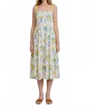 Flat White Printed Summer Midi Dress In Multi In White