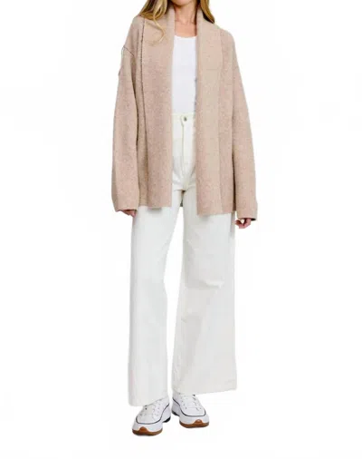 Flat White Puppy Jacquard Cardigan In Tan Multi In Brown