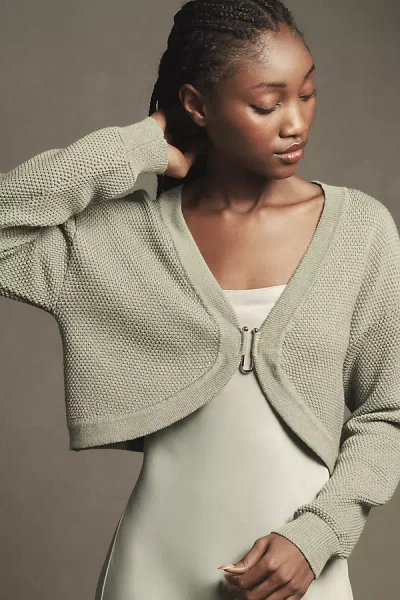 Flat White Ribbed Hardware Shrug In Green