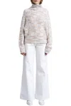 Flat White Roade Rolled Neck Knit Sweater In Multi In Neutral