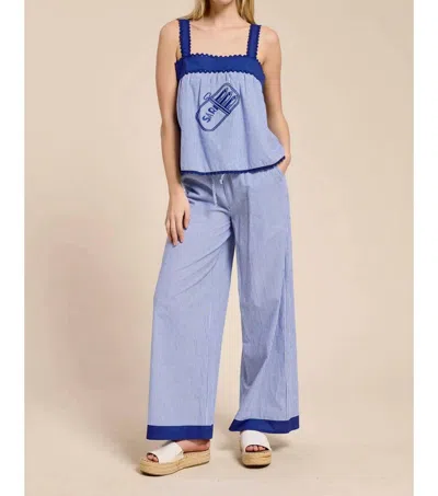Flat White Sardine Striped Tank Top In Blue
