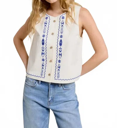 Flat White Sea Garden Sleeveless Top In White