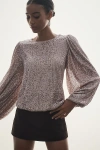 Flat White Sequin Top In Purple