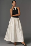 Flat White Sleeveless Collared Twofer Maxi Dress In Multi