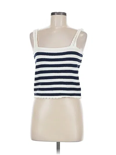 Pre-owned Flat White Sleeveless Top Ivory Square Neckline Tops In White