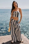 Flat White Striped High-rise Wide-leg Pants In Multi
