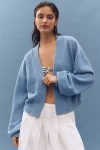 Flat White The Livvy Waffle Knit Cardigan Sweater By  In Blue