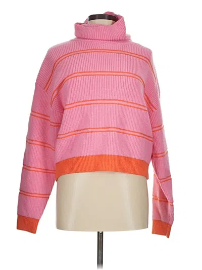 Pre-owned Flat White Turtleneck Sweater In Pink