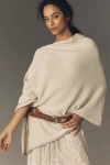 Flat White Whipstitch Poncho In Neutral