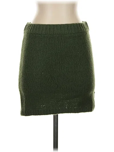 Pre-owned Flat White Wool Skirt In Green