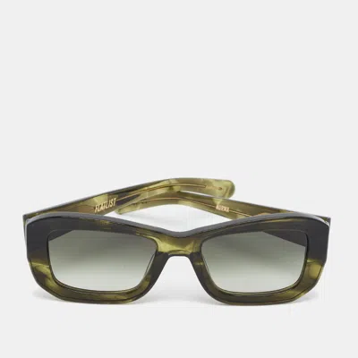 Pre-owned Flatlist Green Gradient 012 Fl 2c7 Norma Rectangle Sunglasses