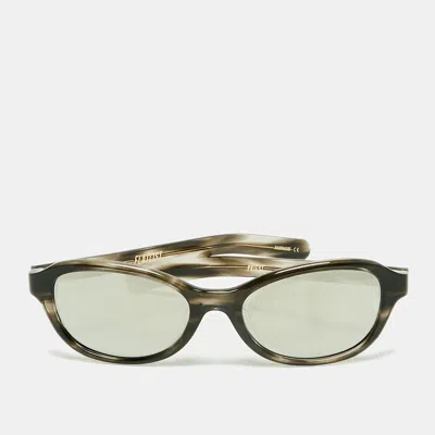 Pre-owned Flatlist Grey/green Mirrored 017 Fl 197 Priest Cat Eye Sunglasses In Gray