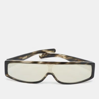 Pre-owned Flatlist Grey/green Mirrored 020 Fl 197 Slice Shield Sunglasses