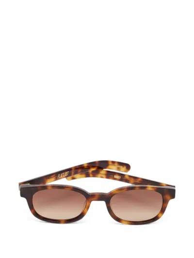 Pre-owned Flatlist Hanky Oval-frame Sunglasses In Brown