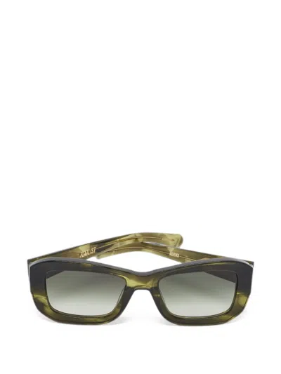 Pre-owned Flatlist Norma Rectangle Sunglasses In Green