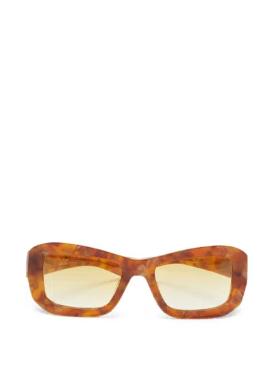 Pre-owned Flatlist Norma Rectangle-frame Sunglasses In Brown