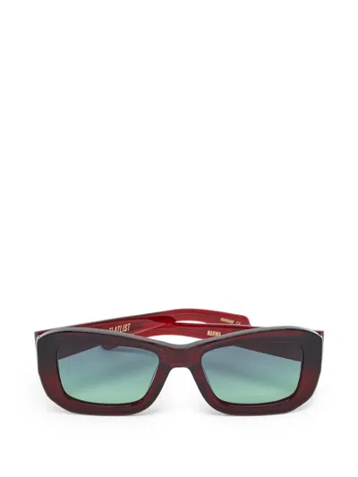 Pre-owned Flatlist Norma Rectangle-frame Sunglasses In Red