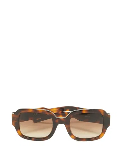 Pre-owned Flatlist Tishkoff Square-frame Sunglasses In Brown