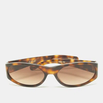 Pre-owned Flatlist Tortoise Brown Gradient Eddie Kyu 013 Fl 697 Oval Sunglasses