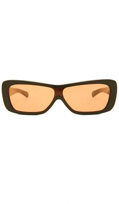 Flatlist X Veneda Carter Disco Sunglasses In Army Green & Solid Orange