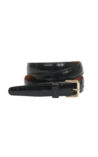 Flattered Barbara Croc-effect Leather Belt In Black