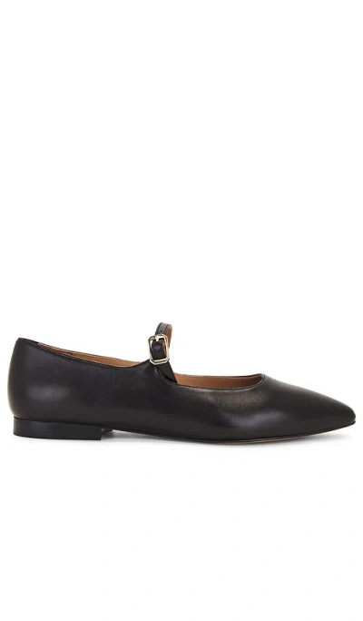 Flattered Camila Leather Mary Jane Flats In Black