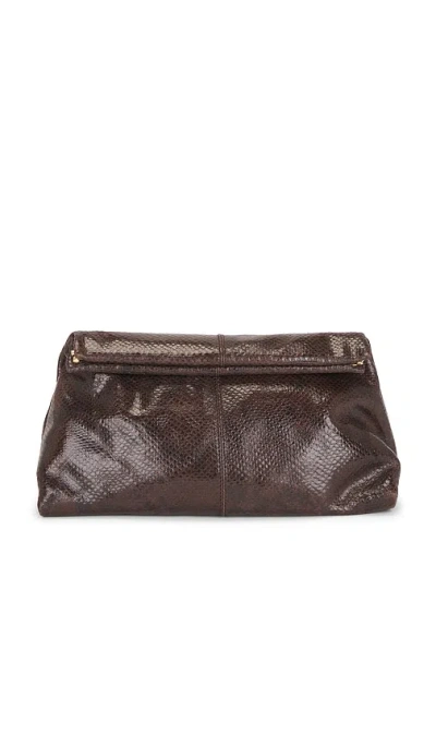 Flattered Clay Clutch In Chocolate Leather Snake