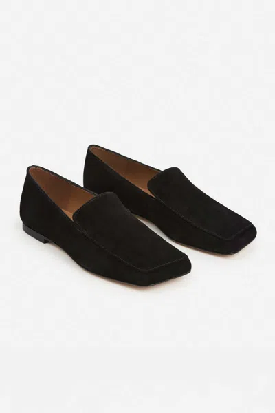 Flattered Ellis Square Toe Flats In Black