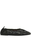 Flattered Gathered-leather Ballet Flats In Black