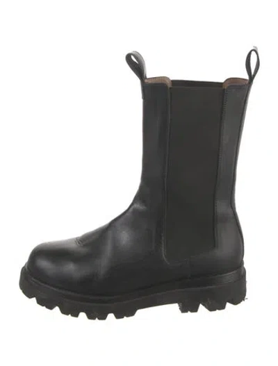 Pre-owned Flattered Leather Chelsea Boots In Black