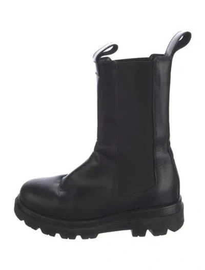 Pre-owned Flattered Leather Combat Boots In Black