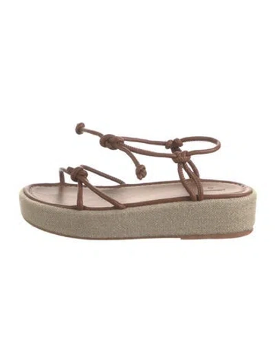 Pre-owned Flattered Leather Espadrilles In Brown