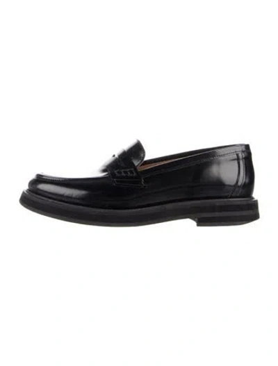 Pre-owned Flattered Leather Loafers In Black