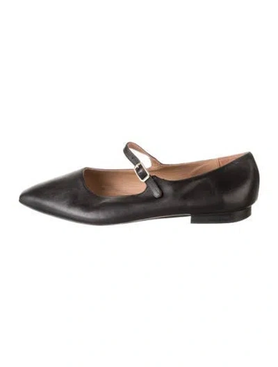 Pre-owned Flattered Leather Mary Jane Flats In Black