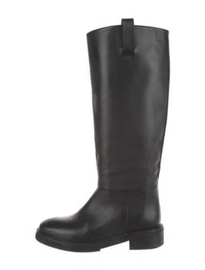 Pre-owned Flattered Leather Riding Boots In Black