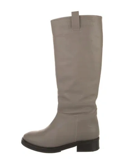 Pre-owned Flattered Leather Riding Boots In Gray