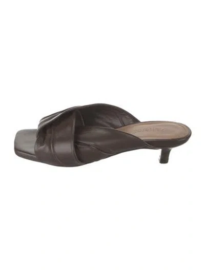 Pre-owned Flattered Leather Slides In Brown