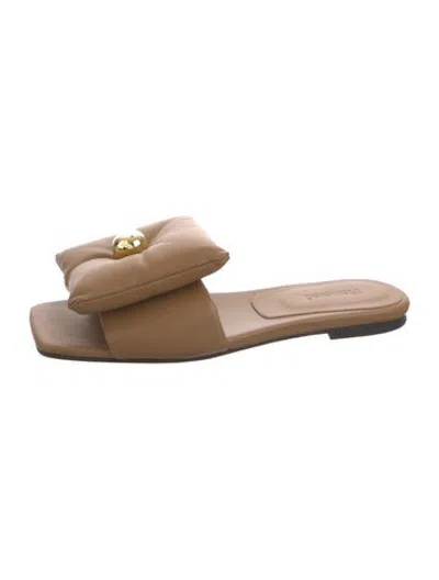 Pre-owned Flattered Leather Slides In Brown